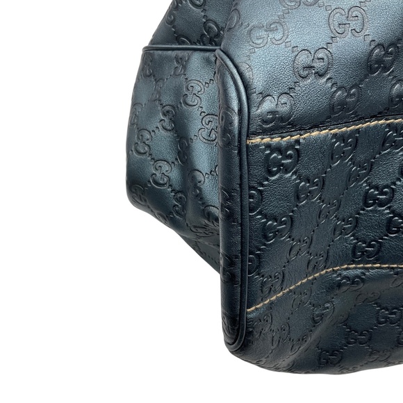 GUCCI SLATE BLUE METALLIC GG MONOGRAM GUCCISSIMA LEATHER LARGE SUKEY TOTE HANDBA - Picture 12 of 13